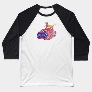 Cat on brain Baseball T-Shirt